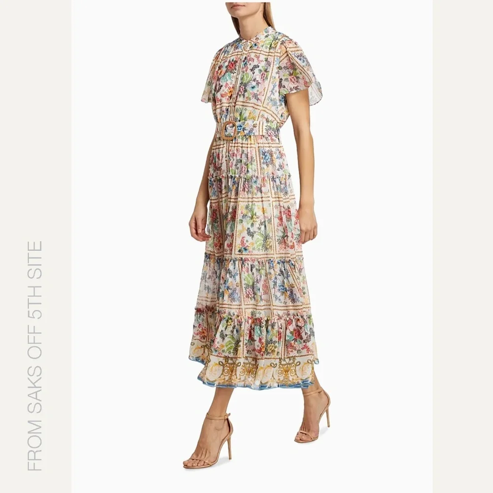 Elie Tahari Aimee Summer Palace Tiered Floral-Print Midi/Maxi Dress SIZE 14 - Picture 1 of 16